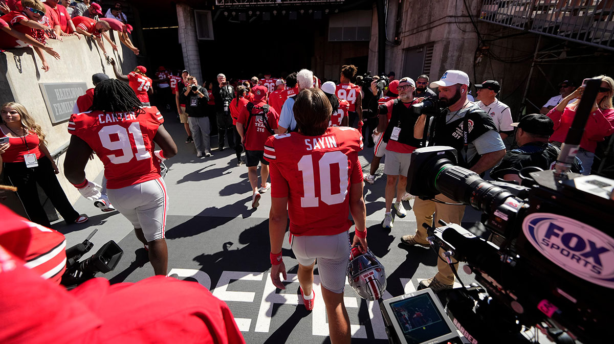 Ohio State Buckeyes quarterback Julian Sayin (10) leaves the field following the NCAA football game against the Texas Longhorns at Ohio Stadium on Aug. 30, 2025. Ohio State won 14-7.