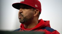St. Louis Cardinals manager Oliver Marmol (37) watches his team take on the San Francisco Giants during the second inning at Oracle Park.