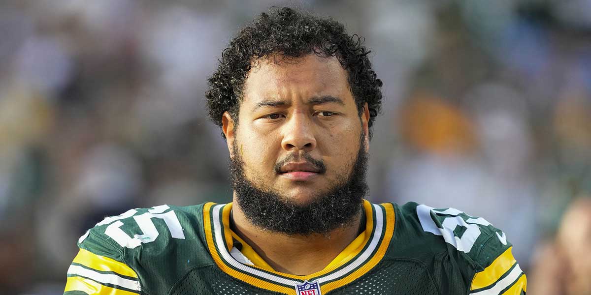 Green Bay Packers guard Aaron Banks (65) during the game against the Detroit Lions at Lambeau Field.