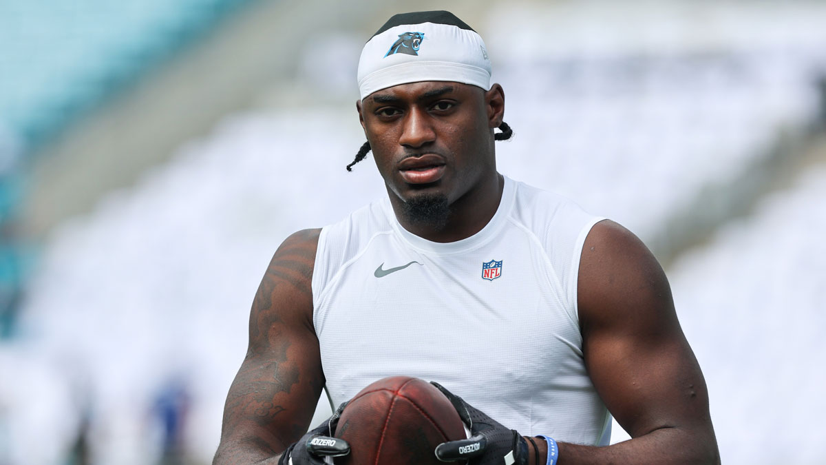 Carolina Panthers wide receiver Xavier Legette (17) warms up prior to a game against the Jacksonville Jaguars at EverBank Stadium.