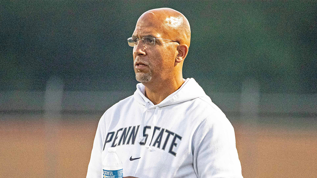 Penn State football head coach James Franklin watches the Appoquinimink vs. Howard football game.