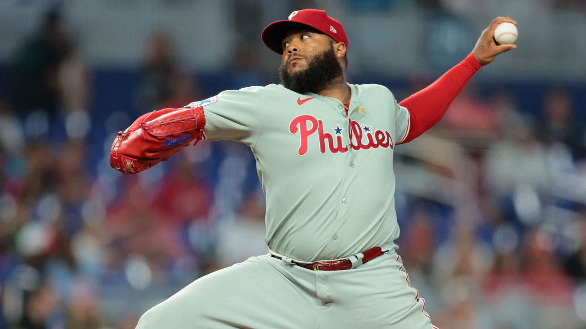 Philadelphia Phillies relief pitcher Jose Alvarado (46) delivers a pitch against the Miami Marlins during the seventh inning at loanDepot Park.