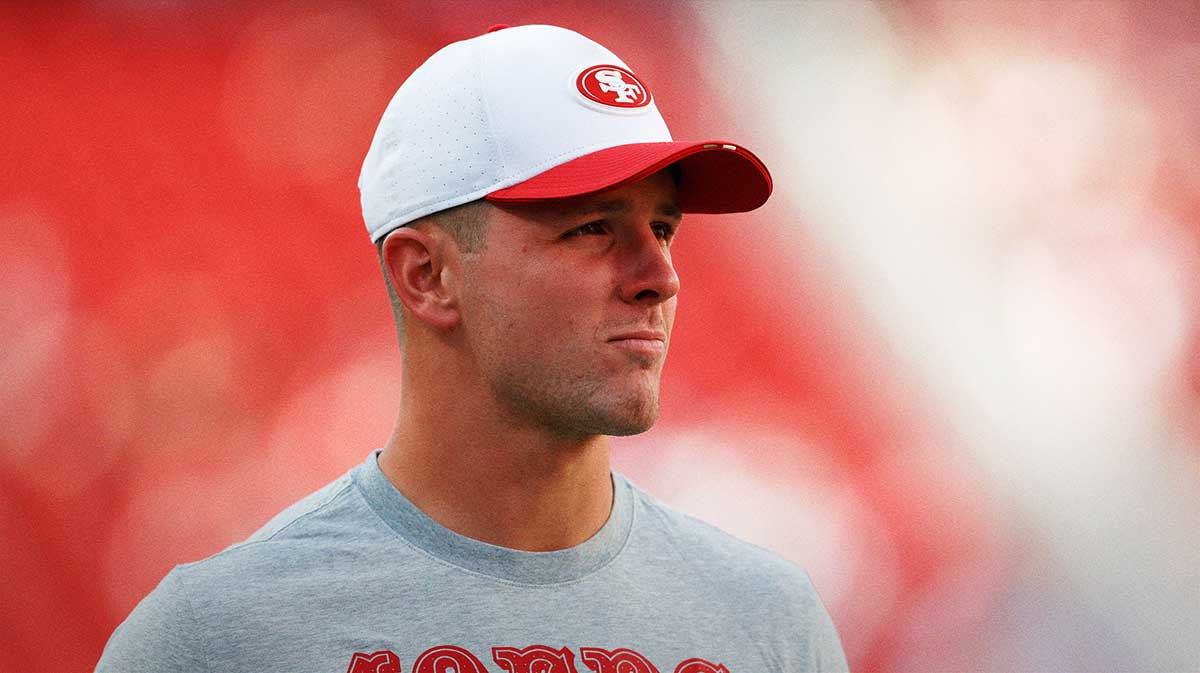 San Francisco 49ers quarterback Brock Purdy (13) looks on before a game against the Los Angeles Chargers at Levi's Stadium.
