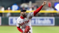 Boston Red Sox pitcher Aroldis Chapman in the ninth inning against the Arizona Diamondbacks at Chase Field.