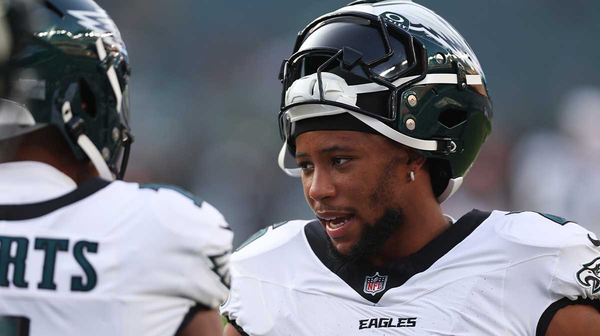 Philadelphia Eagles running back Saquon Barkley (26) before a game against the Cincinnati Bengals at Lincoln Financial Field.