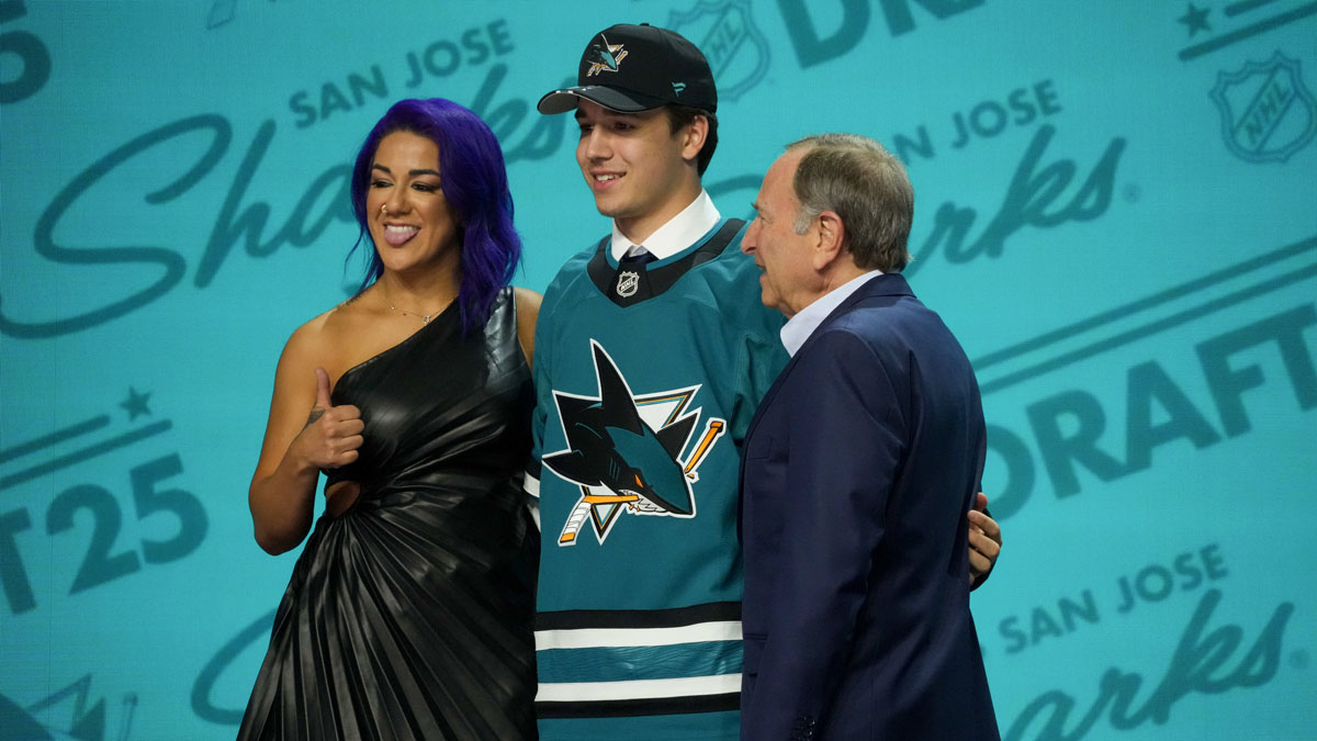 Michael Misa is selected as the second overall pick to the San Jose Sharks in the first round of the 2025 NHL Draft at Peacock Theater.