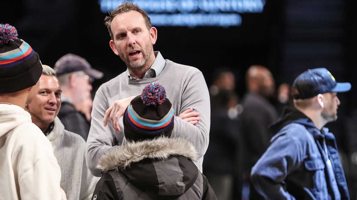 Brooklyn Nets general manager Sean Marks court side prior to the game against the Utah Jazz at Barclays Center.