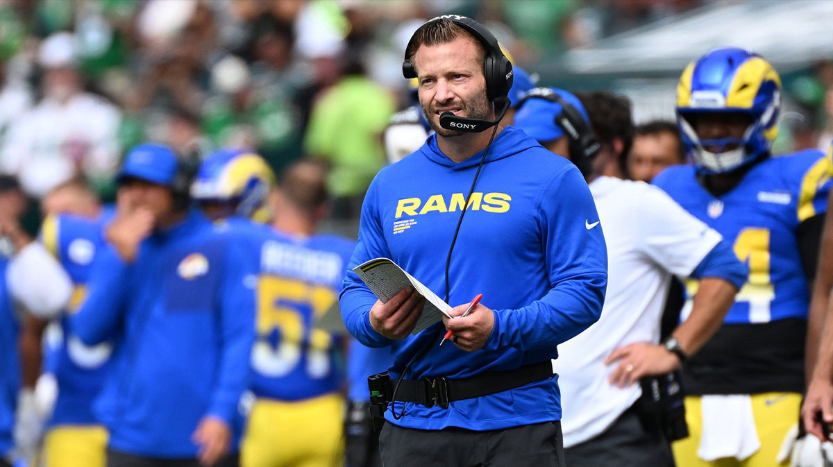 Los Angeles Rams head coach Sean McVay during the first half at Lincoln Financial Field.