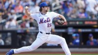 New York Mets pitcher Nolan McLean (26) delivers a pitch against the Texas Rangers during the first inning at Citi Field. Mandatory Credit: Gregory Fisher-Imagn Images