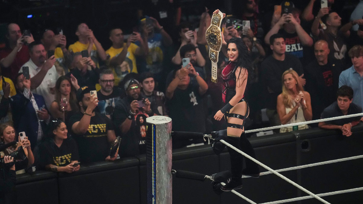 WWE star Stephanie Vaquer, whose boyfriend Myles Borne celebrated her winning the Women's World Championship at Wrestlepalooza.