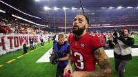 Tampa Bay Buccaneers wide receiver Mike Evans (13) looks on after the game against the Houston Texans at NRG Stadium.