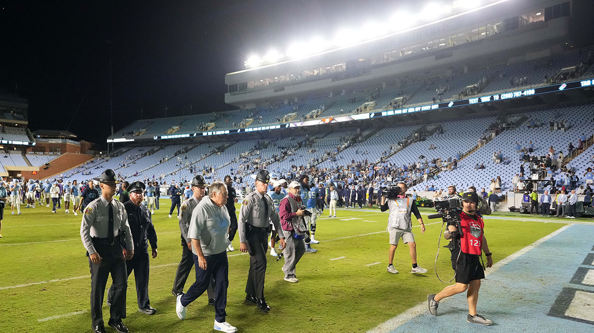 North Carolina Tar Heels head coach Bill Belichick walks off the field after the game at Kenan Stadium.