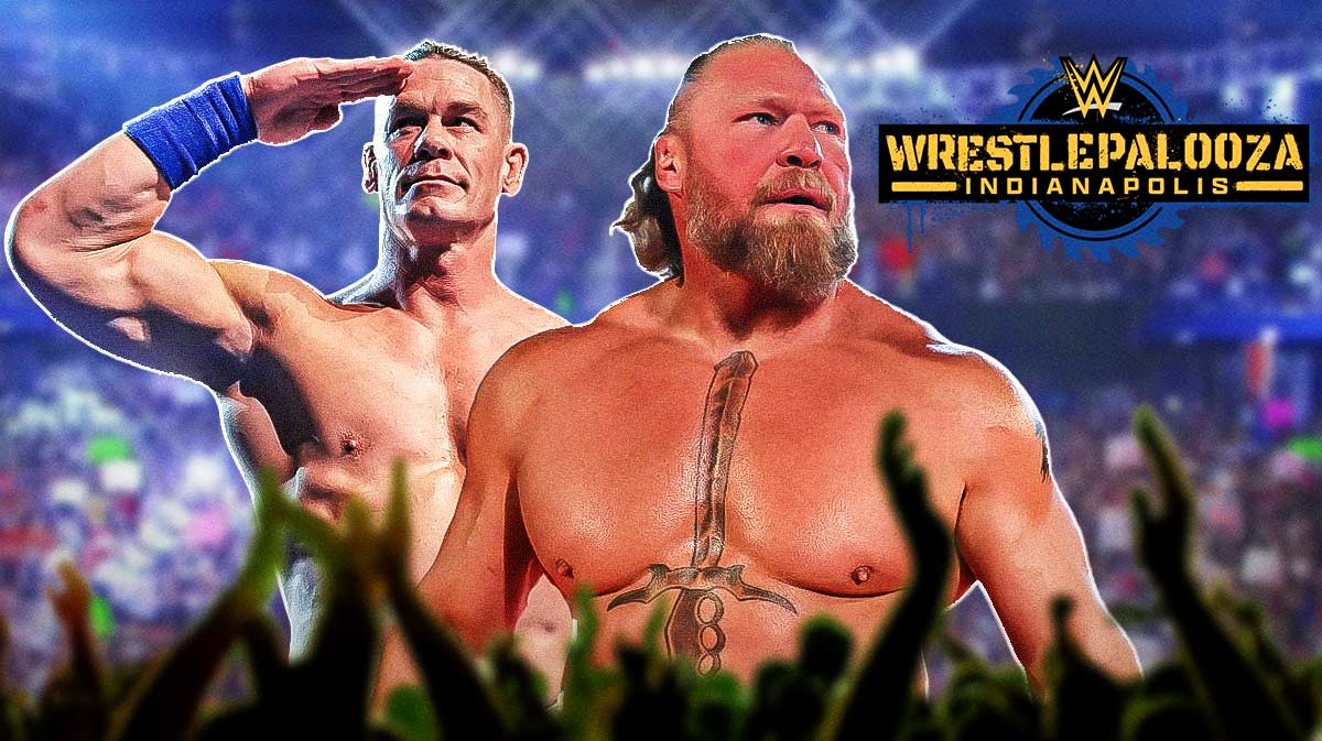 WWE stars John Cena and Brock Lesnar with Wrestlepalooza logo.