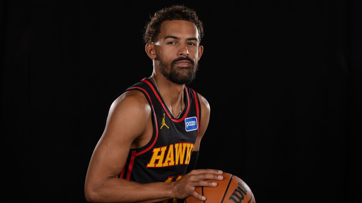 Atlanta Hawks guard Trae Young (11) poses for a photo during Media Day.