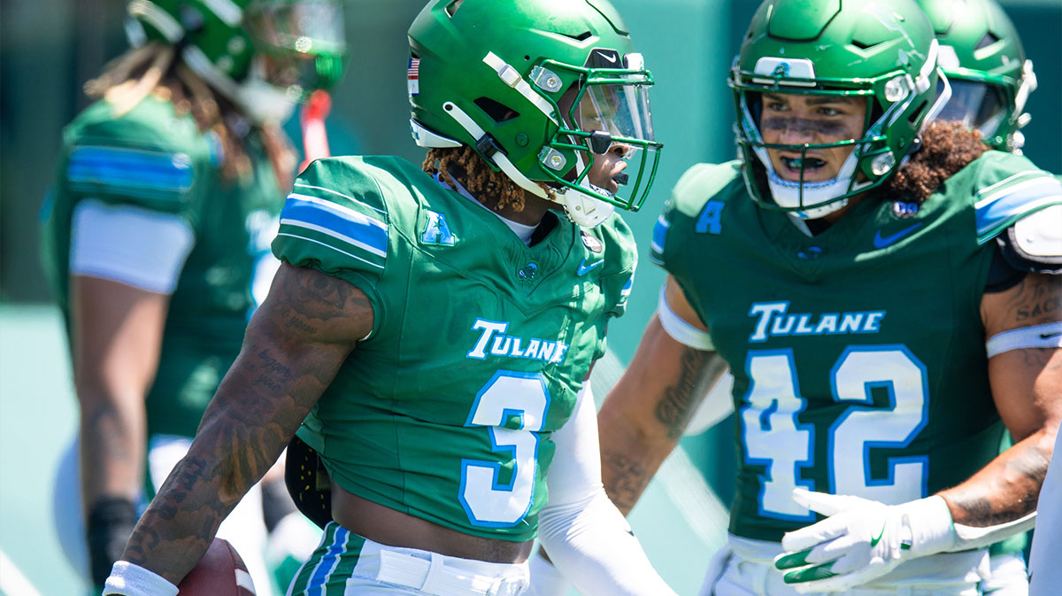 Tulane Green Wave defensive back Javion White (3) intercepts a pass from Northwestern Wildcats quarterback Preston Stone (not pictured) at the 2 yard line during the second half at Yulman Stadium.