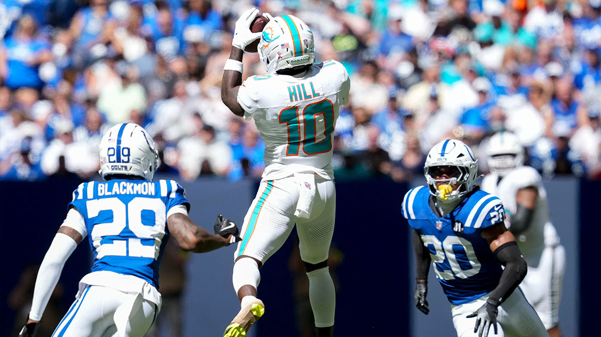 Miami Dolphins receiver Tyreek Hill, whose estranged wife Keeta Vaccaro is accusing him of domestic violence.