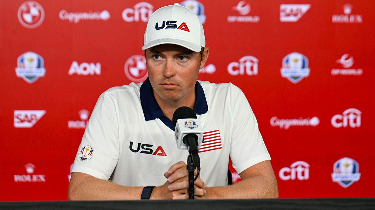 Ben Griffin press conference before a practice round of the Ryder Cup golf tournament at Bethpage Black.