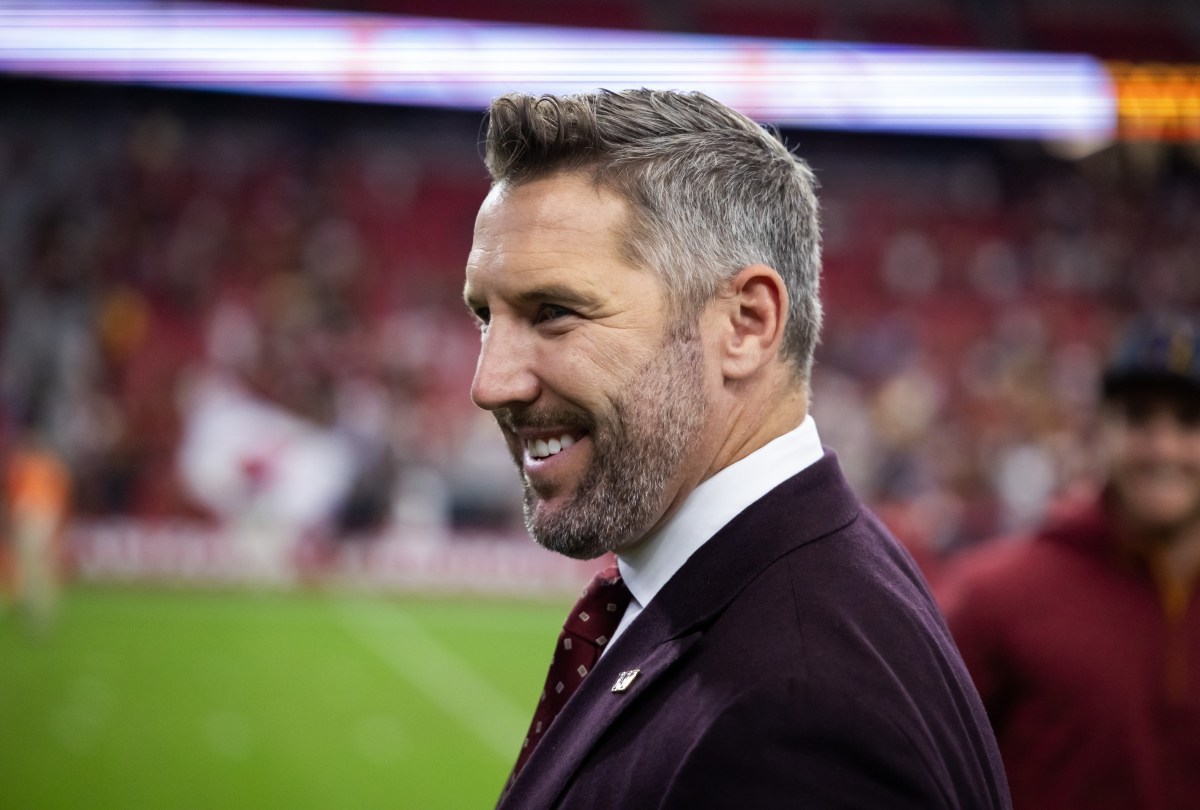 Washington Commanders general manager Adam Peters against the Arizona Cardinals at State Farm Stadium.