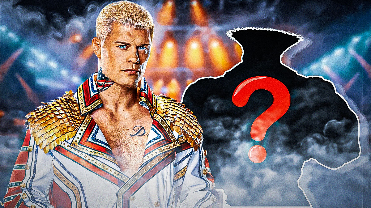 WWE Superstar Cody Rhodes next to a silhouette of Guile, who he will play in the Street Fighter movie.
