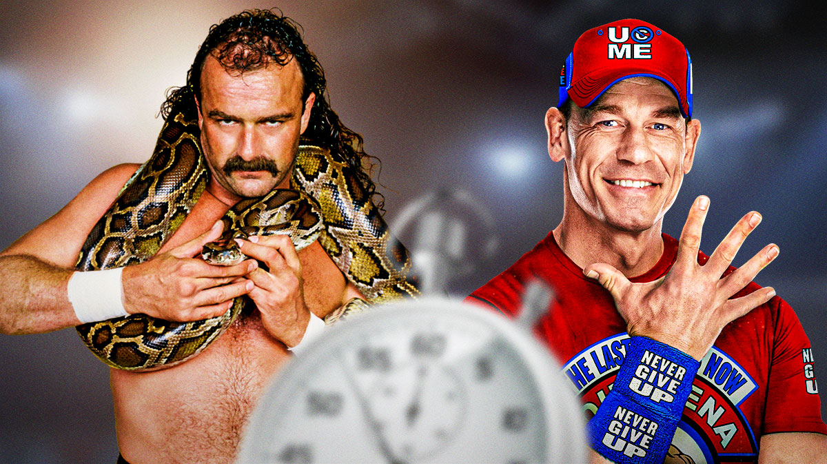 WWE legend Jake The Snake Roberts and John Cena.