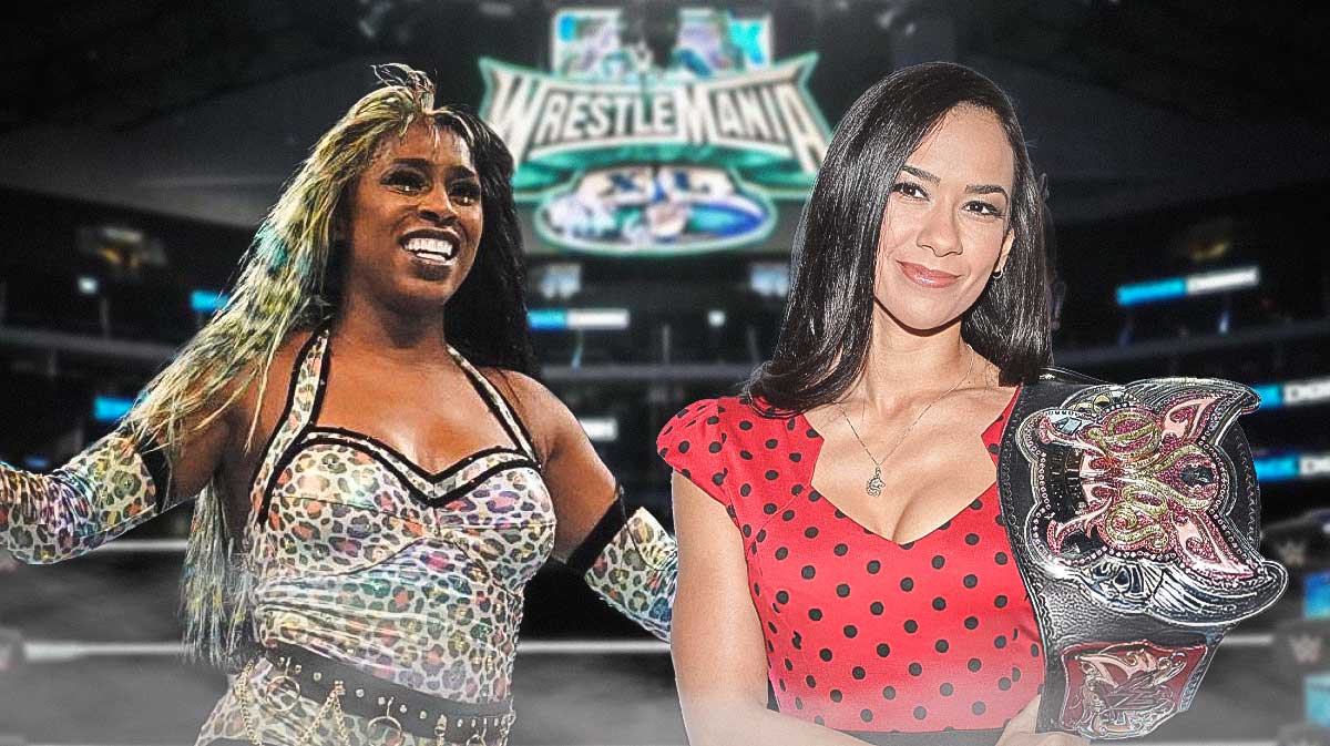Pregnant WWE star Naomi next to AJ Lee, who may make her return to the ring soon.
