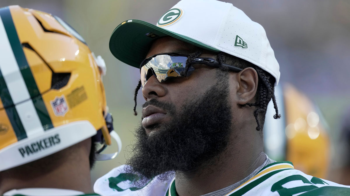 Green Bay Packers offensive tackle Rasheed Walker (63) is shown during the fourth quarter of their preseason game Saturday, August 23, 2025 at Lambeau Field in Green Bay, Wisconsin. The Green Bay Packers beat the Seattle Seahawks 20-7.