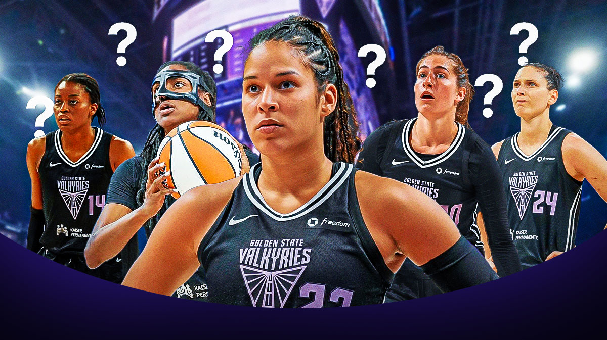 Veronica Burton, Tiffany Hayes, Temi Fagbenle, Kate Martin, Cecilia Zandalasini all together with question marks all around them