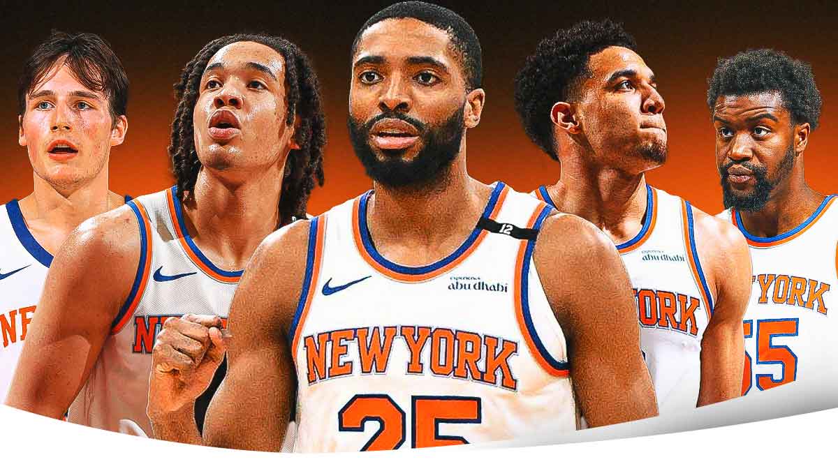 Tyler Kolek Knicks, Pacome Dadiet Knicks, Mikal Bridges Knicks, Kevin McCullar Jr. Knicks, Ariel Hukporti Knicks in Madison Square Garden