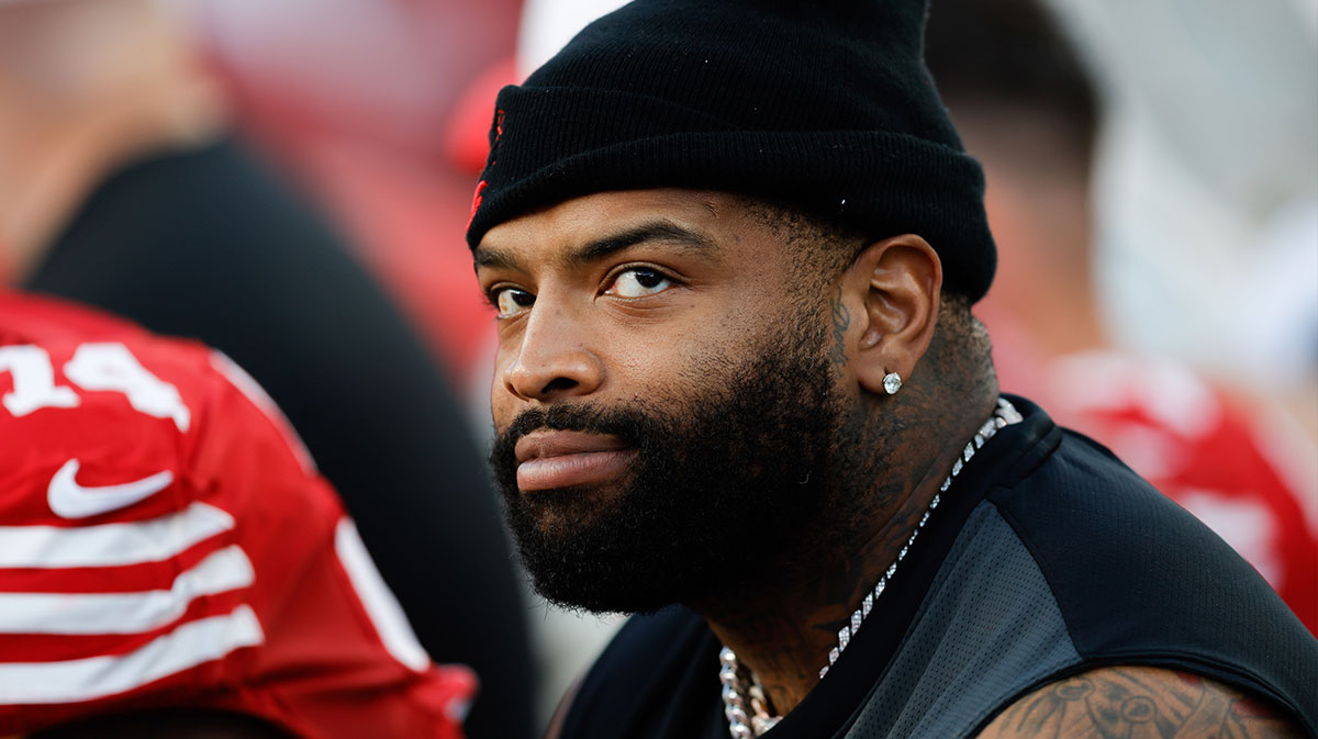 San Francisco 49ers offensive tackle Trent Williams (71) on the bench during the second quarter against the Los Angeles Chargers at Levi's Stadium.