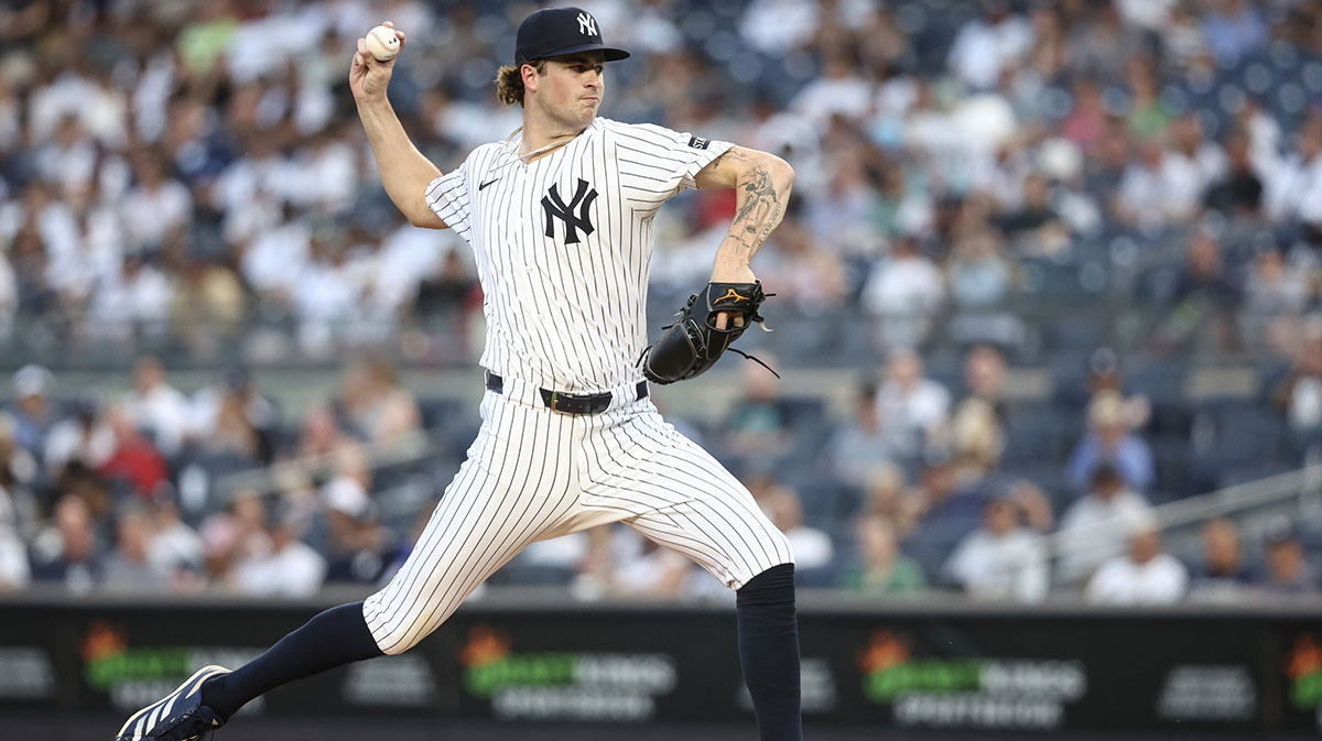 New York Yankees starting pitcher Cam Schlitter (31) pitches in the first inning against the against the Seattle Mariners at Yankee Stadium.