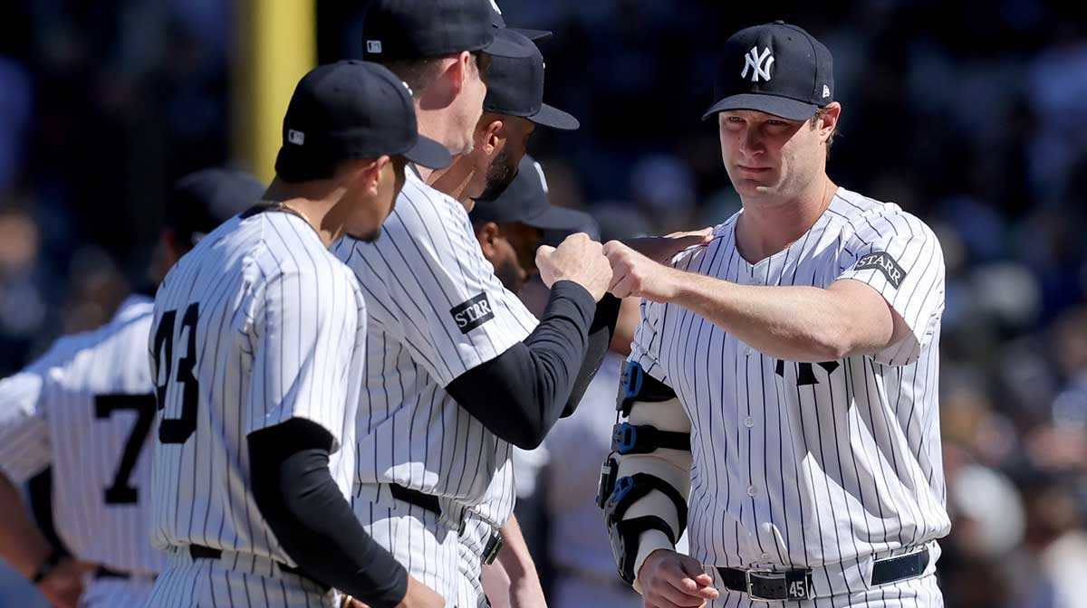 Yankees ace Gerrit Cole helps New York in the MLB postseason as a baserunner during AL Wild Card Series drills against the Red Sox.