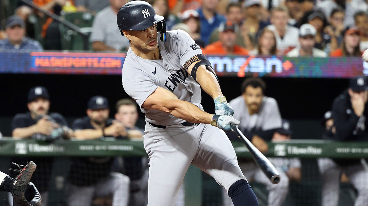 Yankees star Giancarlo Stanton hit his 450th home run in a win over the Orioles as the NY battle in the AL East and eye a series win.