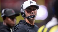 Atlanta Falcons offensive coordinator Zac Robinson against the Tennessee Titans in the first quarter at Mercedes-Benz Stadium.
