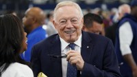 Dallas Cowboys owner Jerry Jones on the sidelines before the game against the New York Giants at AT&T Stadium.