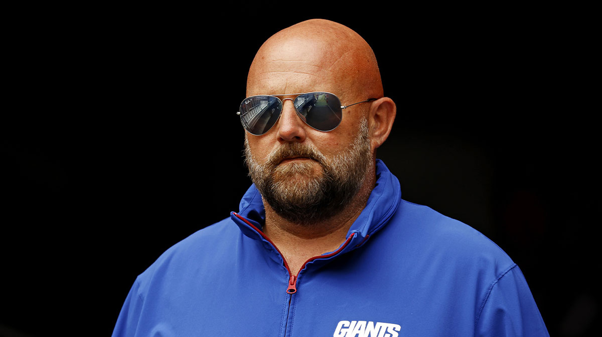 Sep 7, 2025; Landover, Maryland, USA; The New York Giants head coach Brian Daboll enters the field before the game against the Washington Commanders at Northwest Stadium. Mandatory Credit: Peter Casey-Imagn Images