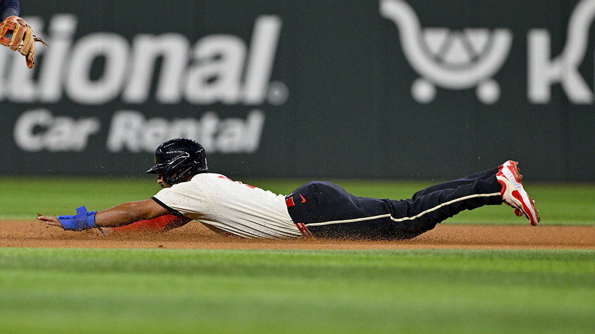 Texas Rangers second baseman Marcus Semien (2) in action during the game between the Texas Rangers and the Atlanta Braves at Globe Life Field.