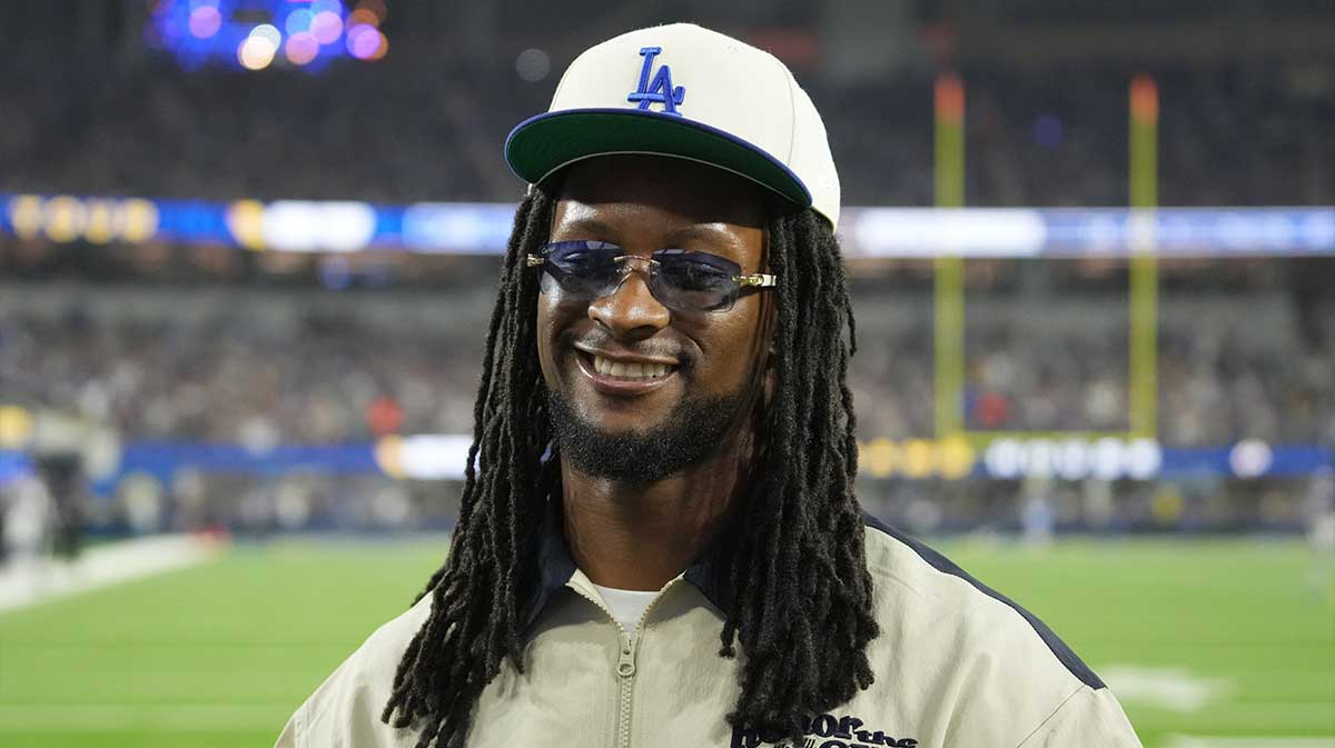Los Angeles Rams former running back Todd Gurley attends the game against the Minnesota Vikings at SoFi Stadium. Mandatory Credit: Kirby Lee-Imagn Images