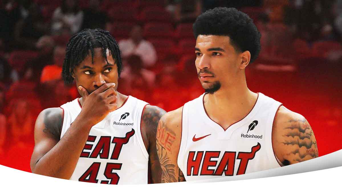 Heat's Davion Mitchell, Kel'el Ware looking on
