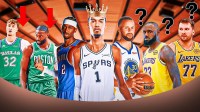 Victor Wembanyama in a crown, Cooper Flagg and Jaylen Brown trending down, LeBron James and Luka Doncic with question marks