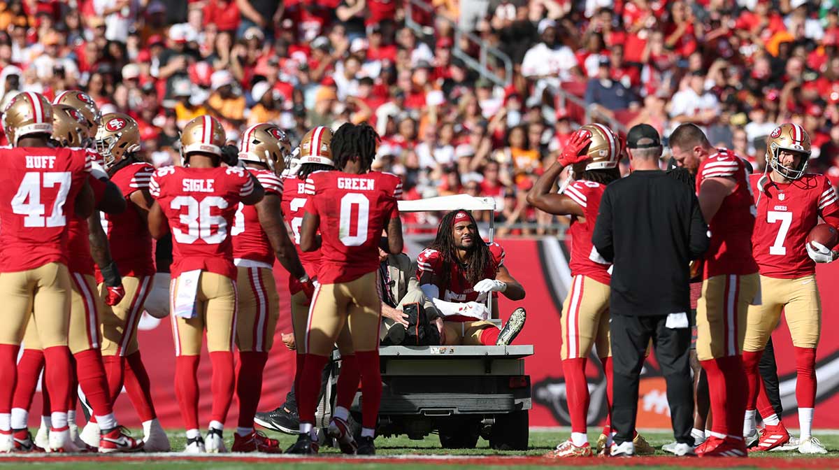Kyle Shanahan and the 49ers must find a way to replace Fred Warner after his injury during the Buccaneers-49ers game.