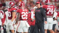 Alabama coach Kalen DeBoer during the college football game against Tennessee at Bryant-Denny Stadium in Tuscaloosa, Ala., on Oct. 18, 2025.