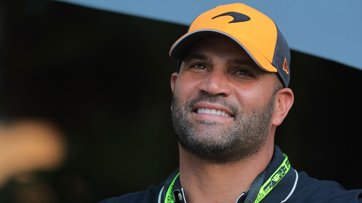 Former MLB players Albert Pujols attends the F1 Miami Grand Prix at Miami International Autodrome.
