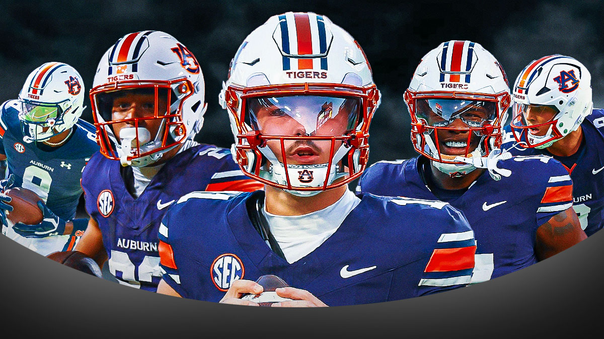 Jackson Arnold in the middle, Jeremiah Cobb, Cam Coleman, Xavier Atkins, Elijah Melendez all around him, Dark clouds in the background