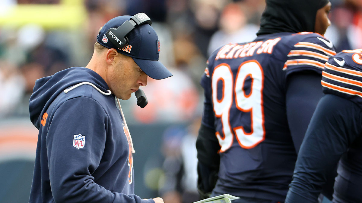 Chicago Bears head coach Ben Johnson against the New Orleans Saints during the second half at Soldier Field.