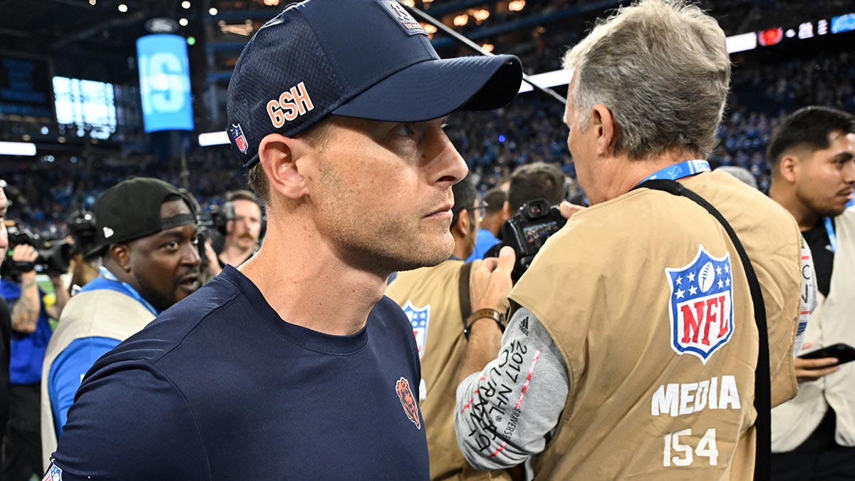 Chicago Bears head coach Ben Johnson looks on after the game against the Detroit Lions at Ford Field. 