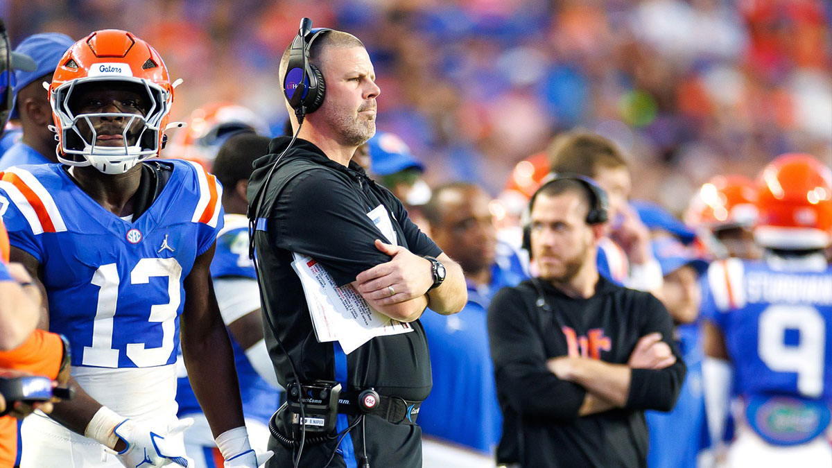 Florida Gators head coach Billy Napier looks on against the Mississippi State Bulldogs during the second half at Ben Hill Griffin Stadium.