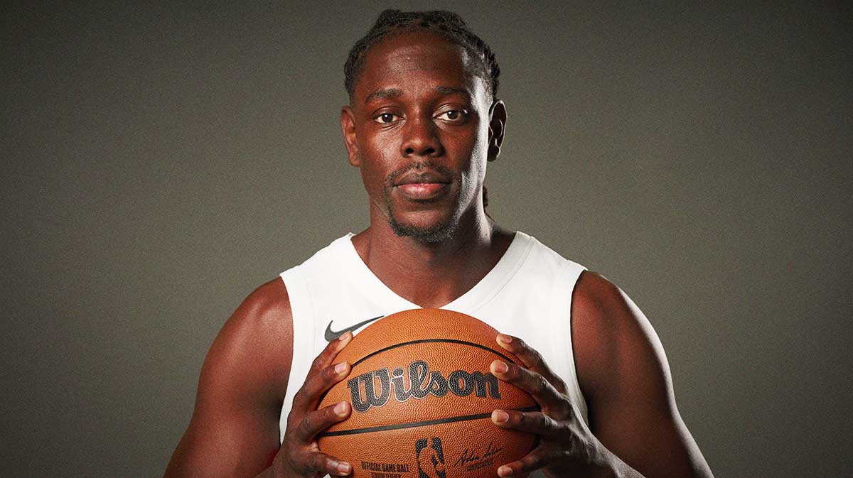 Blazers guard Jrue Holiday (5) during media day at the Moda Center