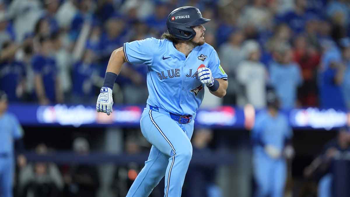 Blue Jays Addison Barger (47) runs