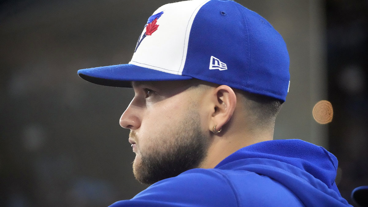 Toronto Blue Jays short stop Bo Bichette (11) looks on during game one of the ALCS round for the 2025 MLB playoffs at Rogers Centre.