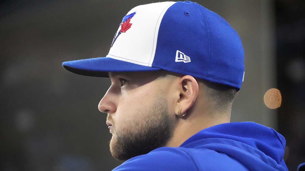 Toronto Blue Jays short stop Bo Bichette (11) looks on during game one of the ALCS round for the 2025 MLB playoffs at Rogers Centre.